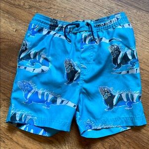 Tea Collection Swim Trunks with Iguana Print - Blue